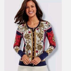 Talbots Elegant Baroque Chain Rope Luxury Classy Cardigan Sweater Size SP office